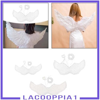 [Lacooppia1] ปีกนางฟ้าและรัศมี พร้อมไม้กายสิทธิ์ สีขาว สําหรับงานเทศกาล งานปาร์ตี้