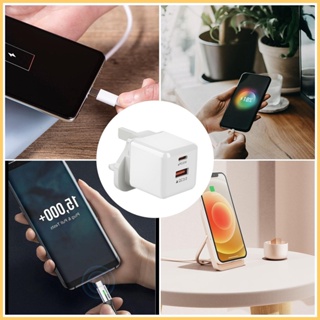 Kiath บล็อกชาร์จ USB C พร้อมพอร์ต USB C พอร์ตคู่ QC3.0 PD 20W ทนทาน