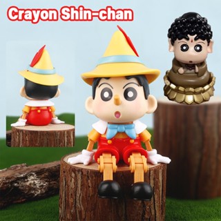 Crayon Shin-chan โมเดลฟิกเกอร์คอสเพลย์ Pinocchio/Sakyamuni ข้อต่อขยับได้ 18 ซม/13ซม Q Version ของเล่นสําหรับเด็ก