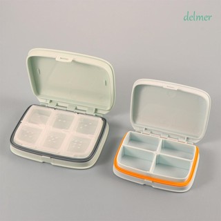 Delmer กล่องเก็บยา 7 วัน แบบพกพา คุณภาพสูง 4/6 ช่อง