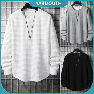 Yyr-- เสื้อกันหนาวคอกลม แขนยาว ทรงหลวม สีพื้น อบอุ่น เหมาะกับฤดูใบไม้ร่วง ฤดูหนาว สําหรับผู้ชาย