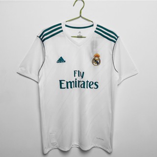 เสื้อกีฬาแขนสั้น ลายทีมฟุตบอล Real Madrid 2017/18 ชุดเหย้า สไตล์เรโทร