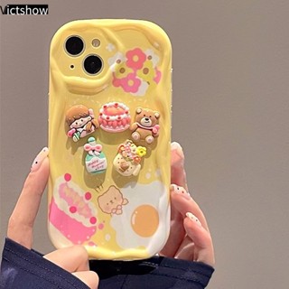 เคสโทรศัพท์มือถือ ขอบโค้ง ลายหมีเค้ก 3D แวววาว สําหรับ VIVO Y02 Y21S Y20S Y35 Y12i Y12S Y22 Y22S Y12 Y20 Y15S Y15C Y91C Y16 Y21 2021 Y21A Y56 Y02A Y21T Y30 Y3S