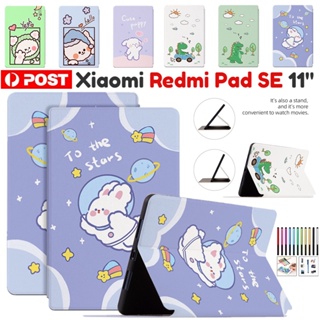 Folio เคสหนัง ฝาพับ ลายการ์ตูน กันกระแทก พร้อมช่องใส่บัตร สําหรับ Xiaomi Redmi Pad SE 2023 11.0 นิ้ว