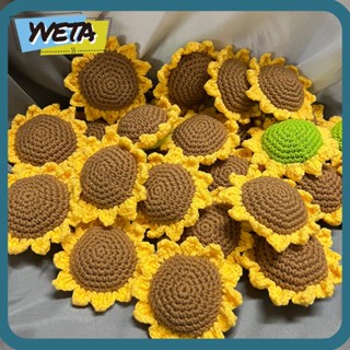Yveta เข็มกลัดถักโครเชต์ รูปดอกทานตะวัน คุณภาพสูง DIY 2 ชิ้น