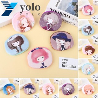 Yolo กระเป๋าสตางค์ กระเป๋าใส่เหรียญ มีซิป ขนาดเล็ก แบบพกพา ลายการ์ตูน เหมาะกับกลางแจ้ง สําหรับผู้หญิง