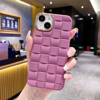 กรุงเทพ เคสโทรศัพท์มือถือแบบนิ่ม ลายสาน 3D สีพื้น สําหรับ iPhone 11 Pro Max Plus 7Plus 8Plus