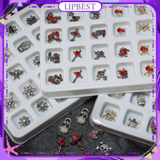 ♕ 20grids ฮาโลวีนเล็บเครื่องประดับโลหะ Spider Skull Snowflake Bat Cross เจาะสามมิติเครื่องมือตกแต่งเล็บแต่งเล็บสำหรับร้านเล็บ 3 แบบ UPBEST