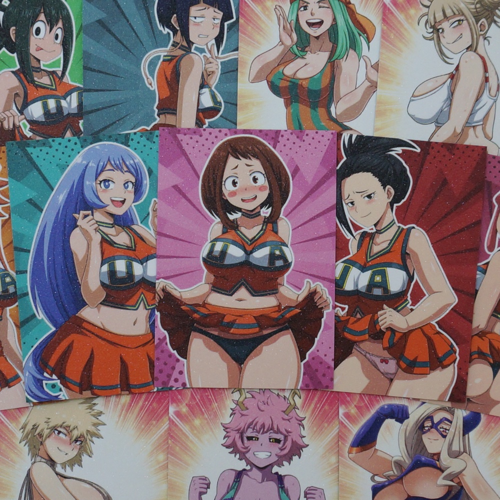 20pcs/set MHA Females Character Cards Sexy Girls Hero Ochaco Uraraka Momo Himiko Toga Nejire ACG Col