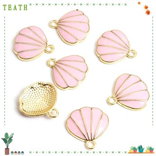 Teath จี้รูปเปลือกหอย เคลือบสีทอง สีชมพู สําหรับทําเครื่องประดับ 100 ชิ้น