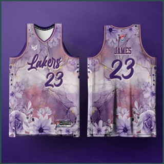 เสื้อกีฬาบาสเก็ตบอล ลายทีม James Jersey Concept Lakers Blossom SY3 พลัสไซซ์ สําหรับผู้ชาย และผู้หญิง YS3