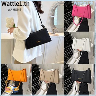 Wttle กระเป๋าสะพายไหล่ กระเป๋าถือ หนัง PU ทรงคลัทช์ แบบพกพา สีพื้น สําหรับสตรี