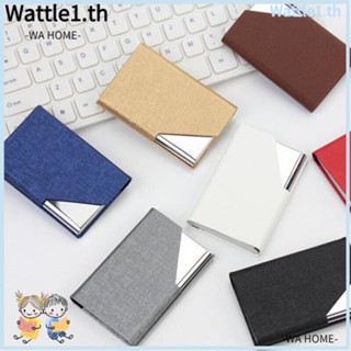 Wttle ที่ใส่นามบัตร หนัง PU น้ําหนักเบา หัวเข็มขัดบาง สเตนเลส สไตล์นักธุรกิจ แฟชั่นสําหรับผู้หญิง