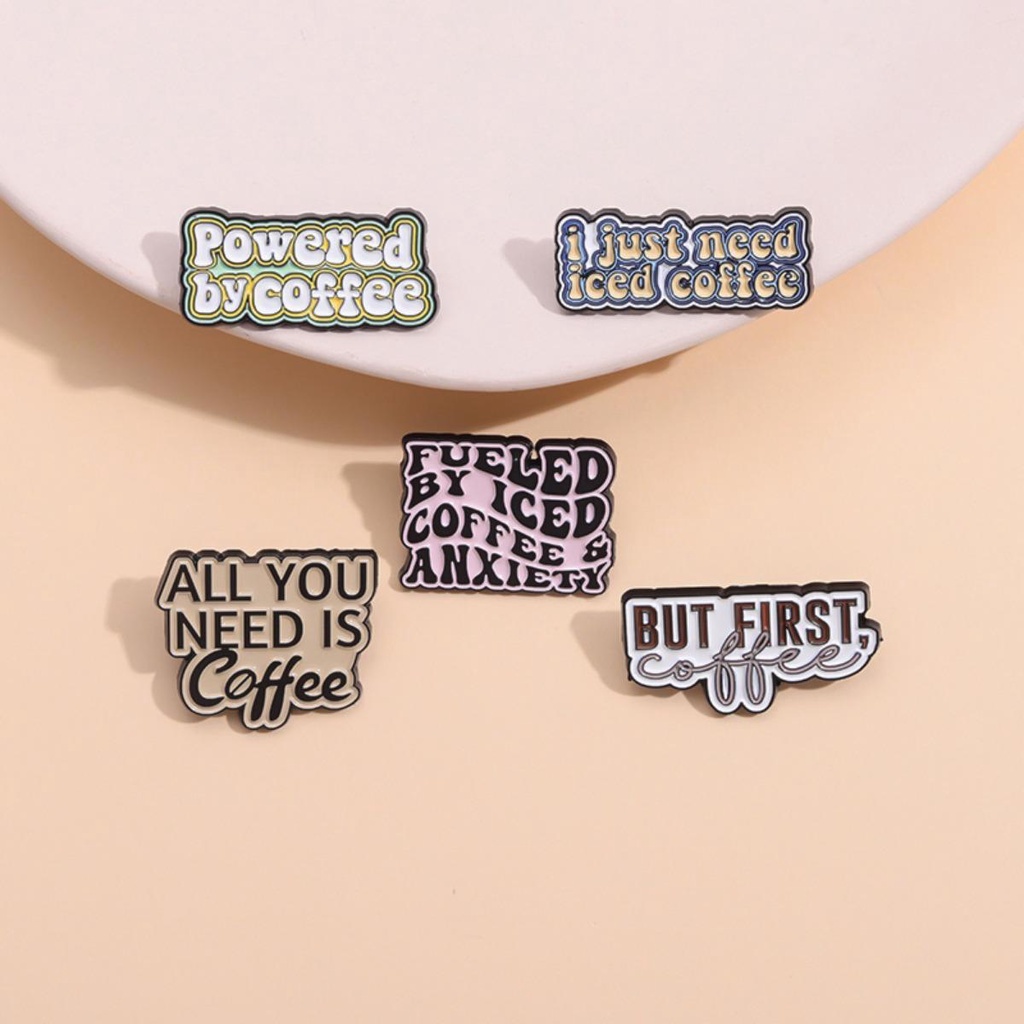 การ์ตูนกาแฟชุดเคลือบ หมุด กาแฟข้อความเข็มกลัดโลหะถ้วยกาแฟป้ายอุปกรณ์เสื้อผ้าเครื่องประดับของขวัญสําหรับคนรักกาแฟ - รูปที่ 5