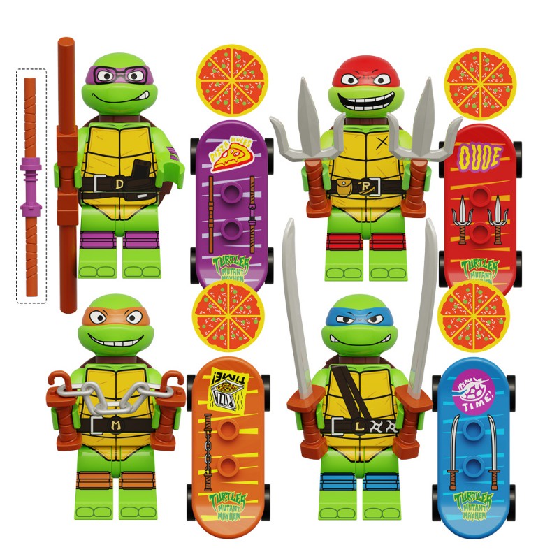 ฟิกเกอร์ตัวต่อ การ์ตูนอนิเมะ Katana Bo Turtles Leonardo Raphael Mikey Donatello Mirage Studios ขนาดเล็ก ของขวัญสําหรับเด็ก