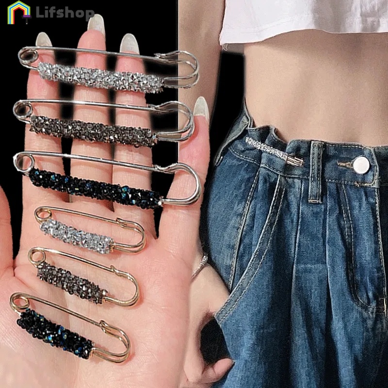 เข็มกลัดคริสตัล เรียบง่าย / หัวเข็มขัดเสื้อกันหนาวแฟชั่น / หมุดรัดเอว พลอยเทียม แวววาว / หมุดปรับเอว DIY / หมุดรัดเอวกางเกงยีนส์