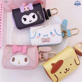 SANRIO กล่องกุญแจซานริโอ้ Melody Cinnamon Roll Kuromi คีย์บอร์ดในรถยนต์ Remote Access Storage กระเป๋าใบเล็ก PU จี้จี้พวงกุญแจกระเป๋าสตางค์