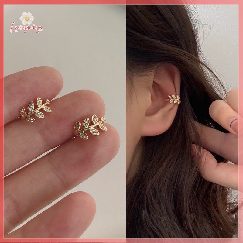 Luckybabys> 1 ชิ้นประณีตต่างหูใบเรียบง่ายหูคลิปทองพายหูคลิปต่างหูใหม่