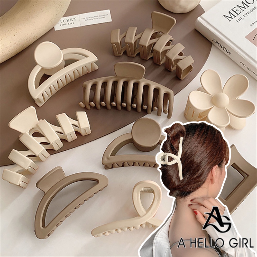 A HELLO GIRL กิ๊บติดผม สีน้ําตาลน้ํานม ผู้หญิง ฝ้า กิ๊บติดผม ระดับไฮเอนด์ น่ารัก กิ๊บฉลาม ขนาดใหญ่ กิ๊บขายส่ง
