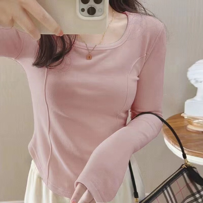 เสื้อแขนยาว ผ้ากํามะหยี่ ทรงสลิมฟิต สไตล์เยอรมัน【6899】
