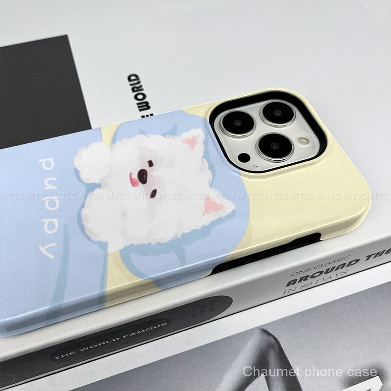 เคสโทรศัพท์มือถือแบบแข็ง กันกระแทก ลายสุนัขน่ารัก สําหรับ Iphone 15 15promax 14 13
