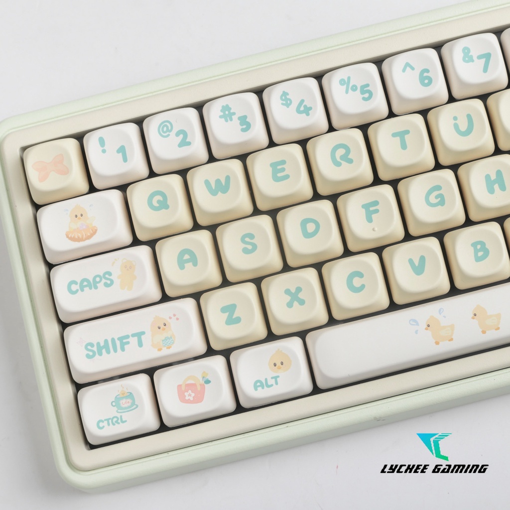 Adventure Duck Keycap เป็ดสีเหลืองน่ารักการ์ตูน MOA ความสูง Dye Sublimation น่ารักรอบ keycaps lofree