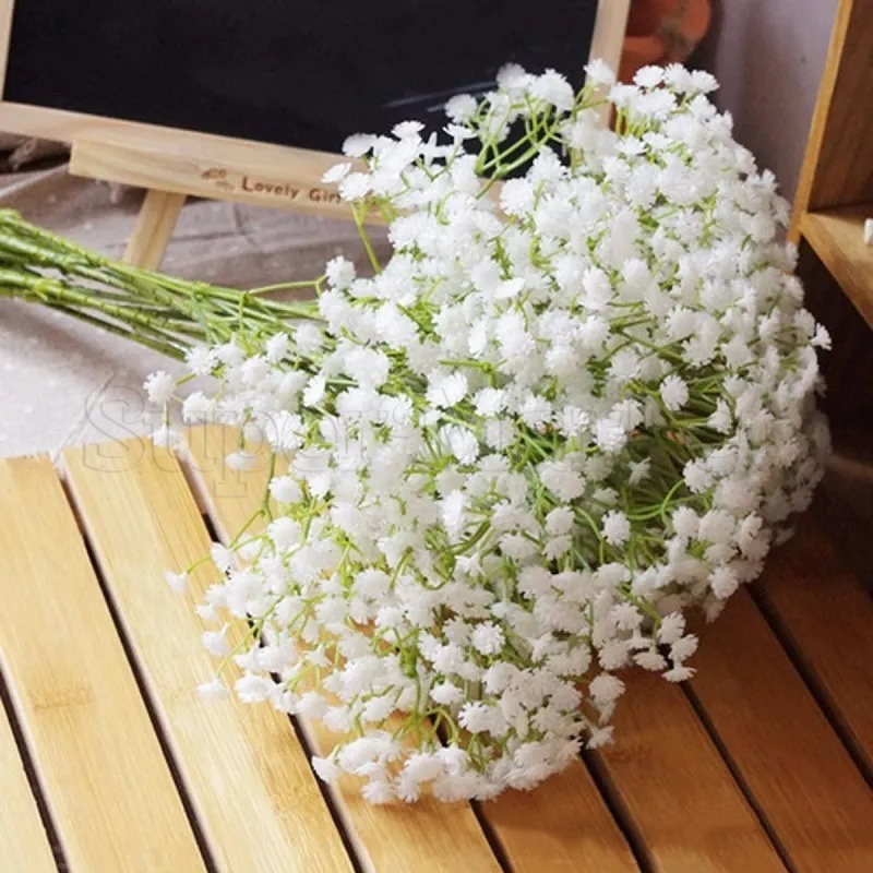 ช่อดอกไม้พลาสติก ดอกไม้ปลอม / ดอกไม้ประดิษฐ์ยิปโซ สีขาว / ช่อดอกไม้ DIY จัดช่อดอกไม้ / ช่อดอกไม้เจ้าสาว งานแต่งงาน /