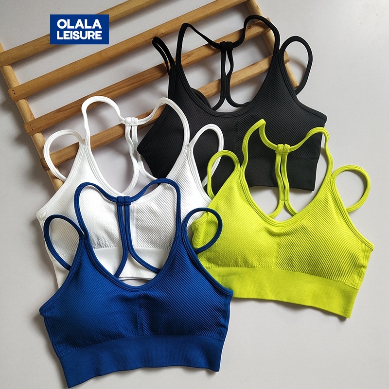 OLALA LEISURE  สไตล์ใหม่ ยุโรป อเมริกัน สีนู้ด สวยงาม ด้านหลัง วิ่ง ฟิตเนส เสื้อกั๊ก ดูดซับแรงกระแทก โยคะ ชุดชั้นใน กีฬา