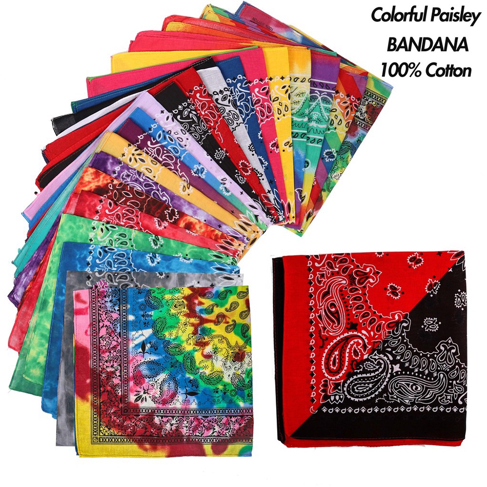 ผ้าพันคอ ผ้าฝ้าย 100% พิมพ์ลาย Bandana Panyo ทรงสี่เหลี่ยม สไตล์ฮิปฮอป ขนาด 55 ซม. * 55 ซม. สีดํา สีแดง สําหรับผู้หญิง และผู้ชาย