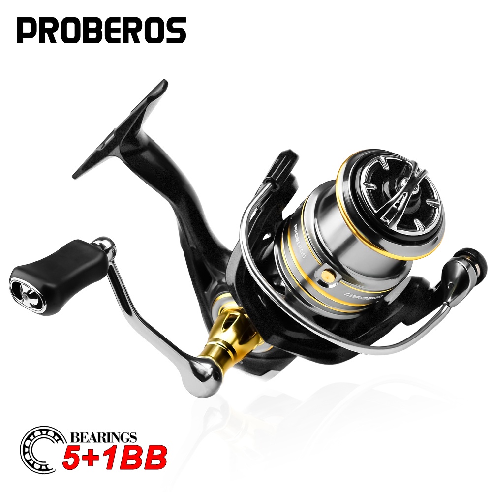 PROBEROS 5 + 1BB 7075 โลหะความแข็งแรงสูง SPOOL หมุนรอกตกปลา 5.2:1 5-7KG แรงดึงสูงสุด 1500-3500 Series คาร์บอนไฟเบอร์น้ำหนักเบาเกียร์ตกปลา