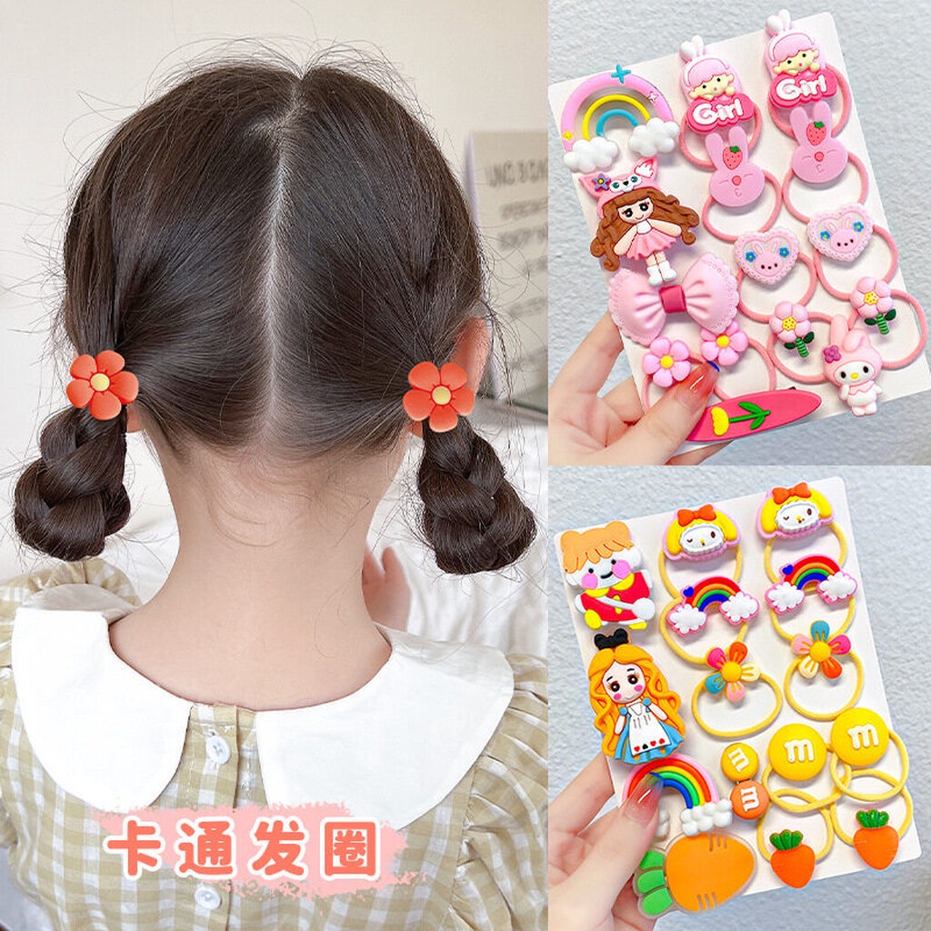 123พร้อม กิ๊บ + ยางรัดผม การ์ตูนเด็กสาว น่ารัก สดใส