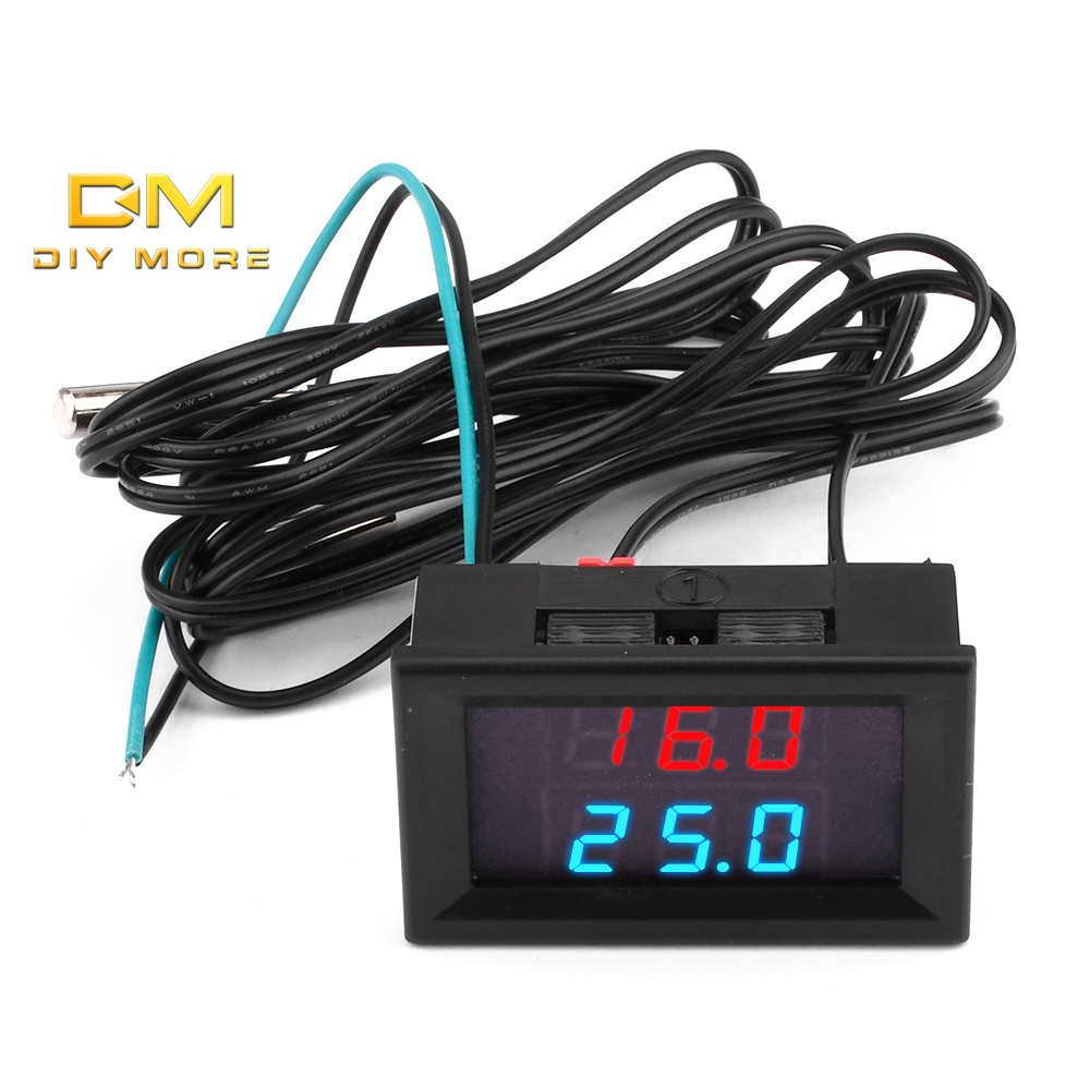 Diymore เครื่องวัดอุณหภูมิดิจิทัล จอแสดงผล Led คู่ DC 4-28V -55 ~ + 120 ℃/-67~248℉ เซนเซอร์วัดอุณหภูมิ ความแม่นยําสูง พร้อมโพรบ NTC กันน้ํา