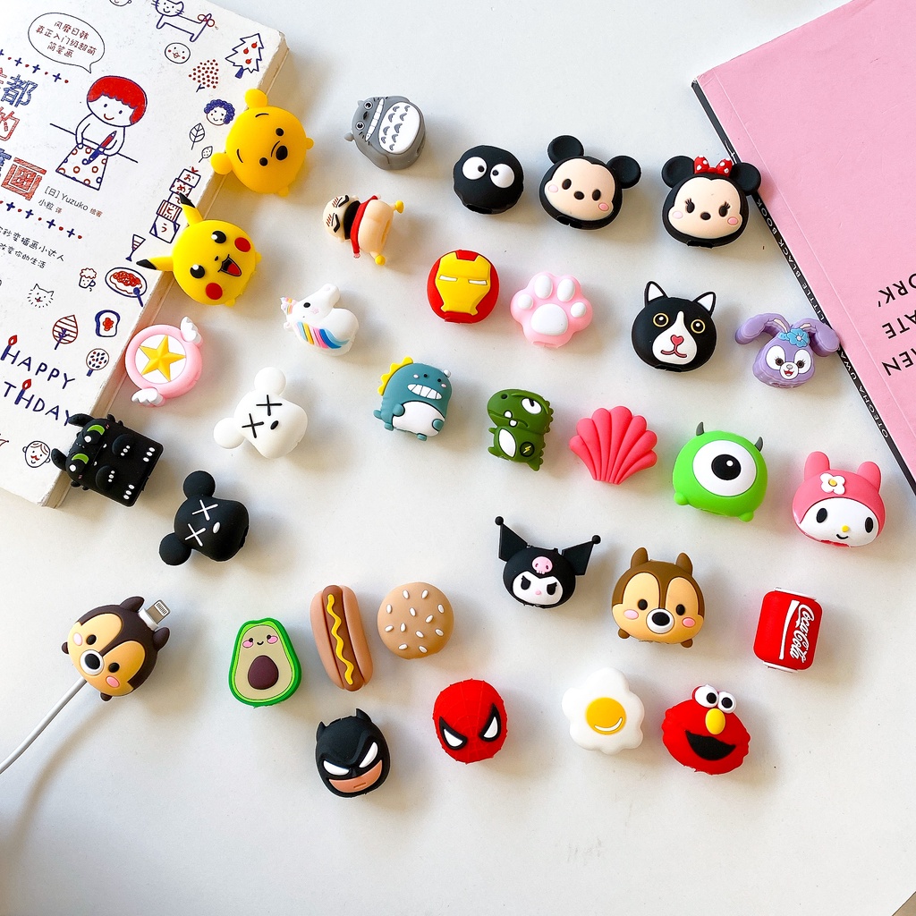 ตัวถนอมสายชาร์จ ลายการ์ตูน 32 สี สําหรับ iP Phone Android