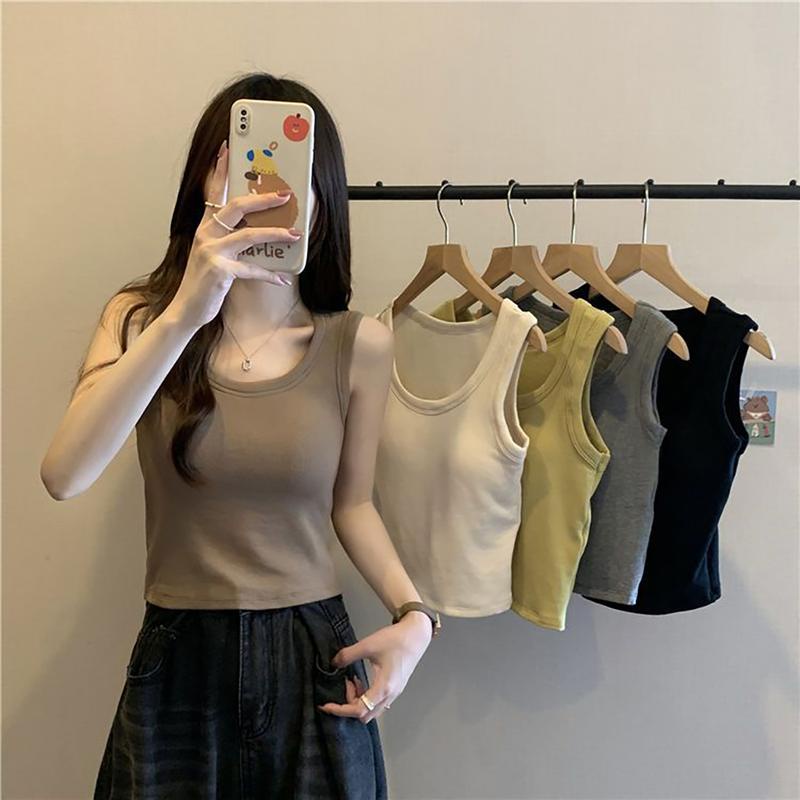 Lune_Grace X5615# เสื้อกล้ามผ้านิ่มพร้อมแผ่นรองหน้าอก ไม่ต้องใส่เสื้อใน Ribbed cotton camisole
