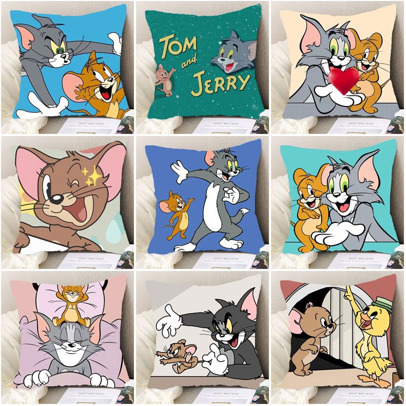 หมอนอิง ลายการ์ตูน Tom and Jerry แฮนด์เมด สําหรับเป็นของขวัญวันเกิด