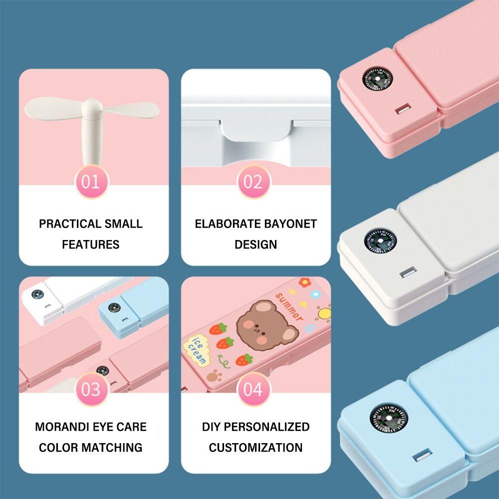 Zelth กล่องดินสอพลาสติก พร้อมพัดลม และเข็มทิศ สองชั้น จุของได้เยอะ สําหรับนักเรียน - รูปที่ 7