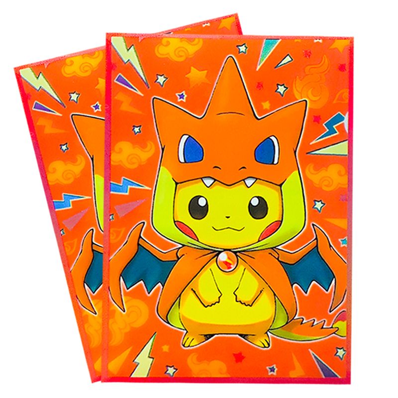 Pokémon Card Sleeves Pikachu พร้อม Flamethrower DIY Card Sleeve PTCG Card Protection Sleeve สําหรับ 