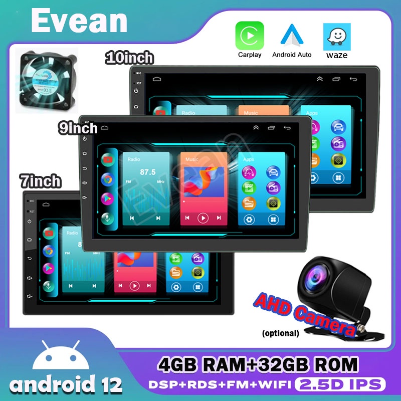 รับประกัน 1 ปี【พร้อมพัดลมระบายความร้อน】7 นิ้ว / 9 นิ้ว / 10 นิ้ว จอแอนดรอย 2din Apple CarPlay Androi