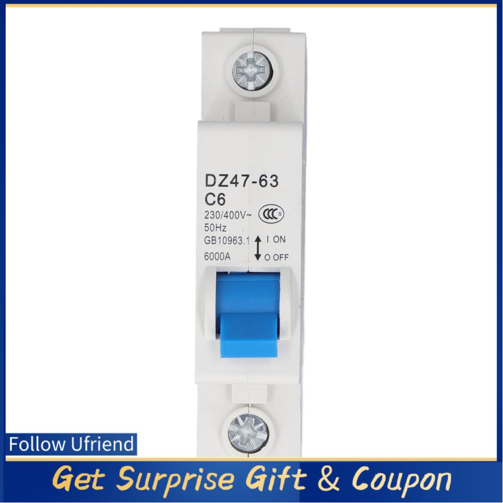 Circuits Breakers DZ47-63 Ufriend C6 การป้องกันที่ดี AC 230V 400V 6A Mini Circuit Breaker สําหรับ Ho