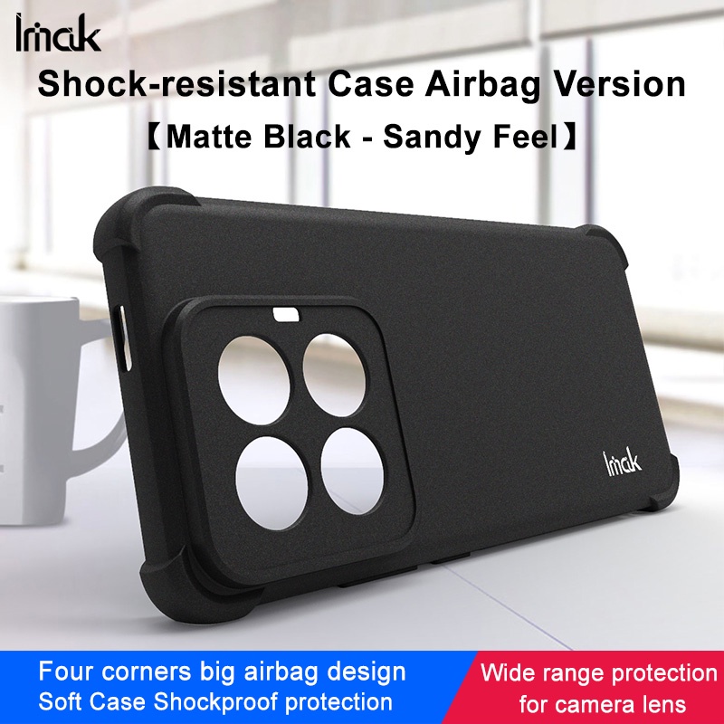 Imak for Xiaomi 14 Pro 5G เคสกันกระแทก Xiomi Mi 14 5G Soft TPU Case Matte สีดําซิลิโคนปกหลัง