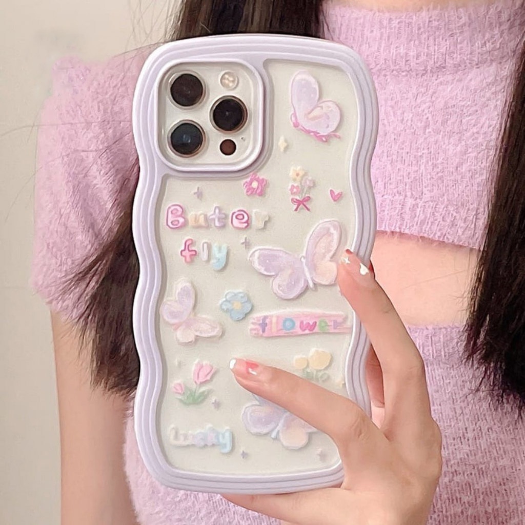 CENTER 18 CASE WAVE MOTIF CLEAR BUTTERFLY REALME 10 10 PRO 10 PRO PLUS 9 9i 9 PRO PLUS 5 5i 5S 5 PRO