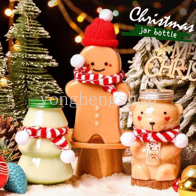 ขวดโหลใส่ขนม คุกกี้ ชานม รูปมนุษย์หิมะน่ารัก ขนาด 400 มล. 500 มล. สร้างสรรค์ DIY สําหรับตกแต่งปาร์ตี้คริสต์มาส