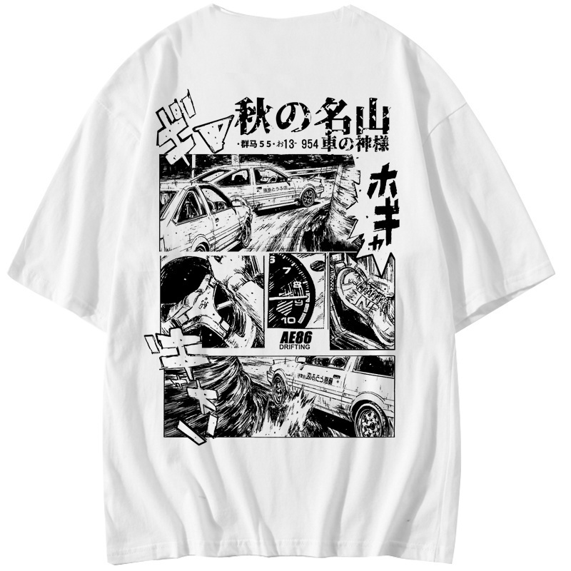 เสื้อยืด เสื้อยืดลำลอง Initial D Cosplay T shirt AE86 Costume Tops Short Sleeve Anime Tee Shirt Graphic Cal Unisex Appa