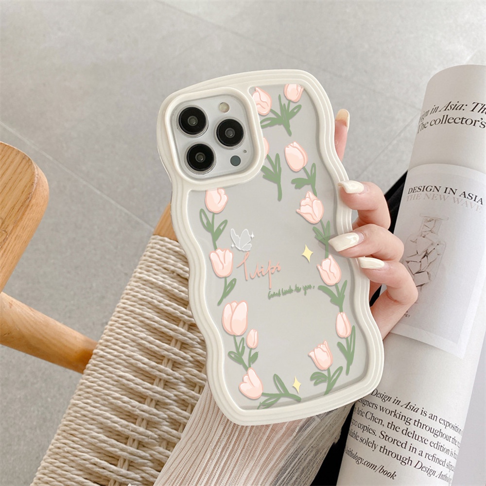 บิ๊กเวฟขอบ เคสไอโฟน Compatible for iPhone 11 15 12 14 13 Pro Max XR 7 8 SE 15 Plus X XS Max 2020 2022 ความรักโรแมนติก