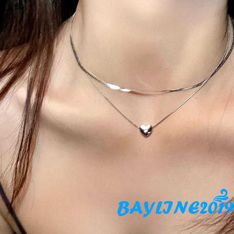 Bay-layered Choker สร้อยคอน่ารักหัวใจขนาดเล็กสร้อยคอสร้อยคอชั้นเครื่องประดับสําหรับผู้หญิงสาว