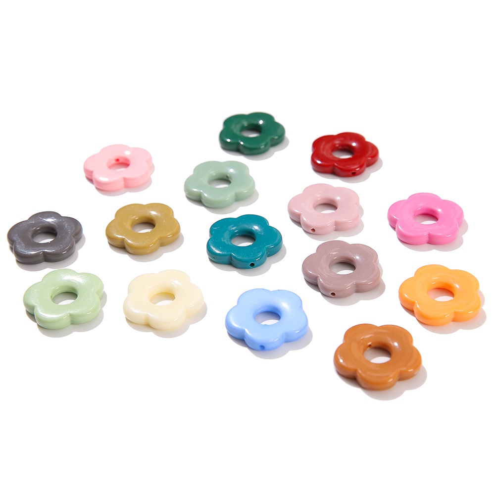 จี้ดอกไม้กลวง  27มม. 10ชิ้น สีสันสดใส งานDIYสร้อยข้อมือ-สร้อยคอ
