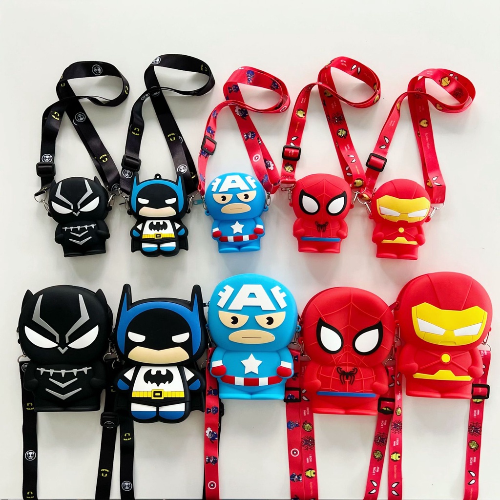 Marvel Avengers มาร์เวลอเวนเจอร์สซิลิโคนโทรศัพท์ศูนย์กระเป๋าสตางค์กระเป๋าสะพายไหล่เดี่ยวสำหรับนักเรียน