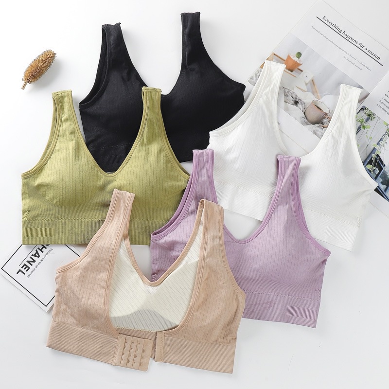 สินค้าพร้อมส่งจากไทย LoveIs Bra (N805)สปอร์ตบราผ้ายืดนุ่ม 4 ตะขอหลัง ใส่สบาย มีฟองถอดได้