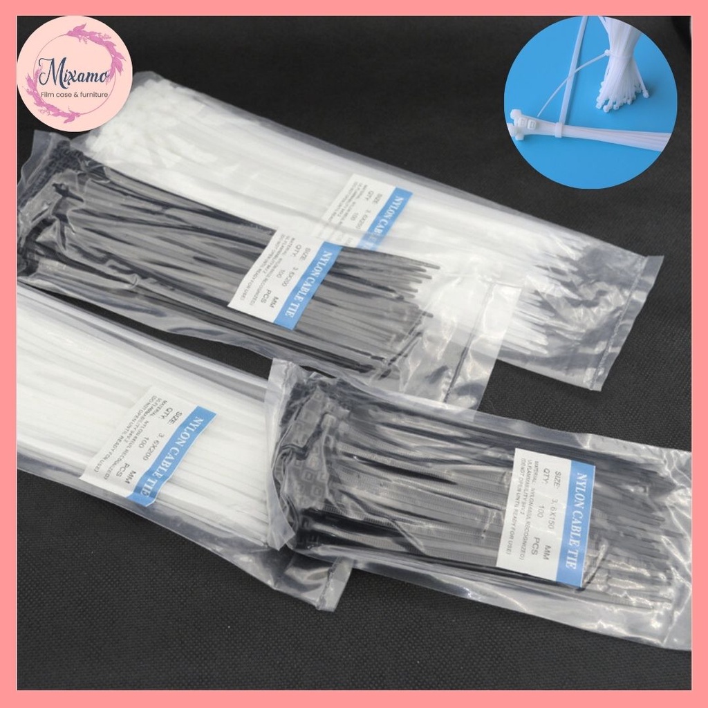 --MXM--เคเบิ้ลไทร์ถุงละ 100 เส้น มี 2 สี ขาว/ดำ เหนียว รัดแน่น ล๊อกนาน #Q-0024