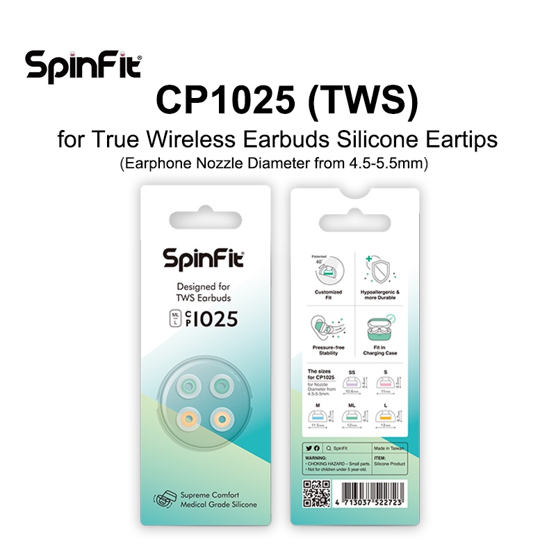 Spinfit CP1025 จุกหูฟังซิลิโคน สวมใส่สบาย สําหรับ MTW3 Jabra Elite 7 Galaxy Buds 2 และอื่นๆ